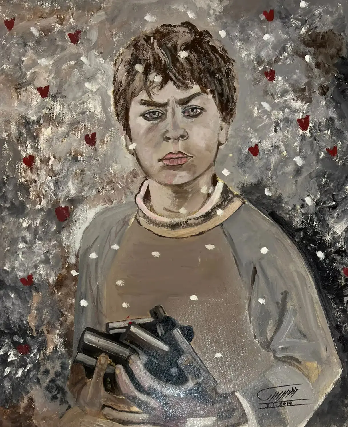 Boy and war — Oil on canvas