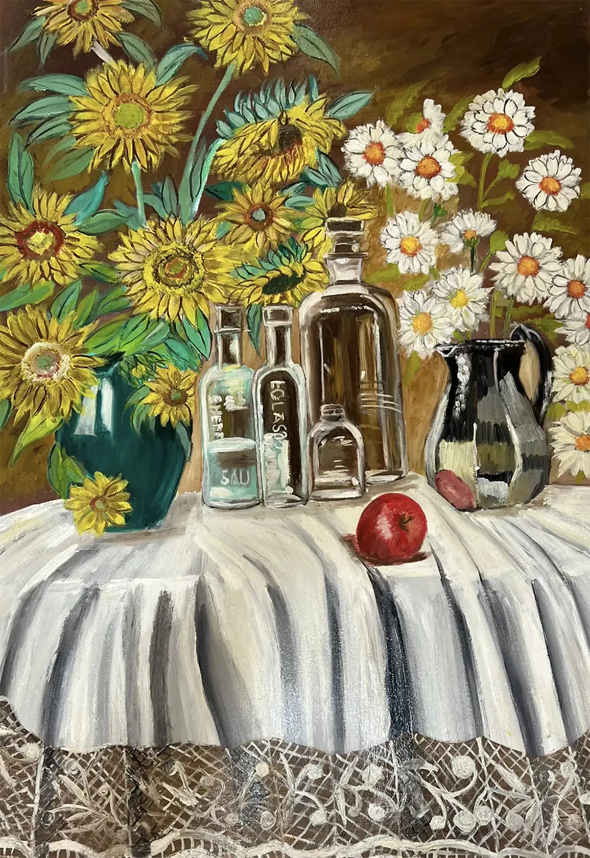 Flowers on a table — Oil on canvas
