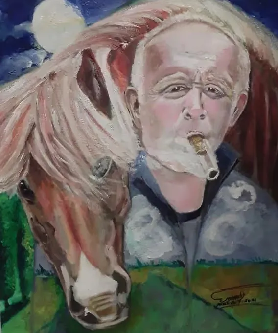 Man and a horse — Oil on canvas