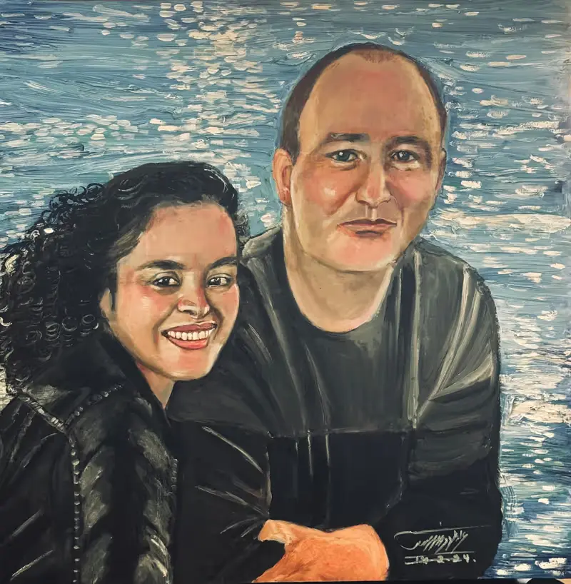 Portrait James & Celia — Oil on wood