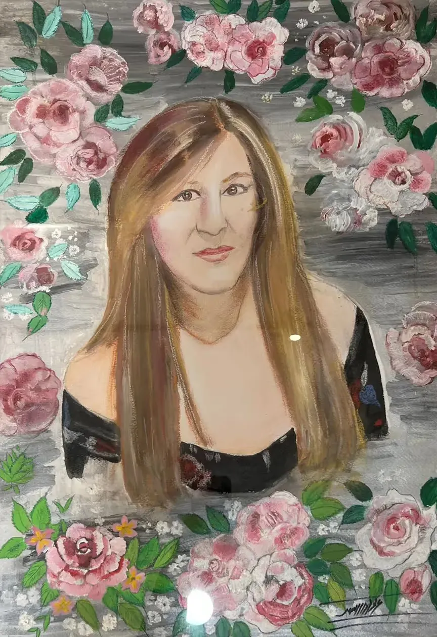 Self portrait — Water color with chalk