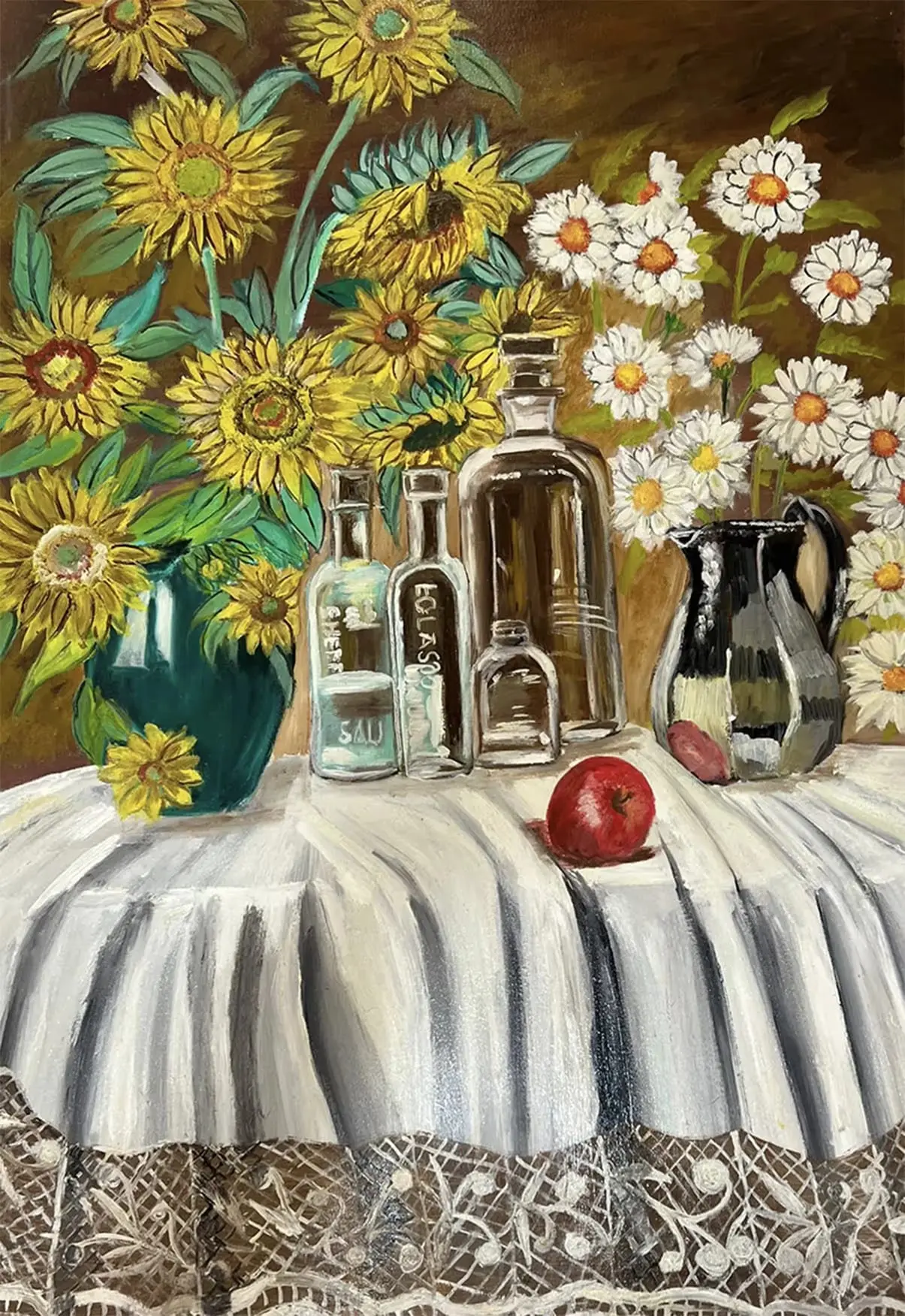 Flowers on a table, Oil on canvas